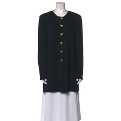 Vtg Blk St John Santana Knit Midi Dress Kimono Cardigan Enamel Button Front Sz 6. Make an offer!