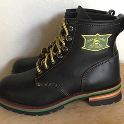 New John Deere Built Black Leather Cascades Work Boots Men's Size 10.5