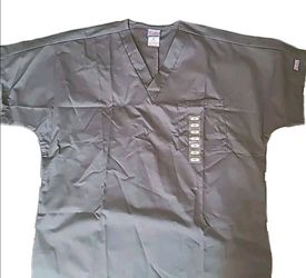 Cherokee Grey M NEW Workwear Scrub Top Grey Short Sleeve Front Pockets Men