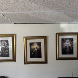 Set of 3 Framed Spiritual Art Prints – Gold Frames