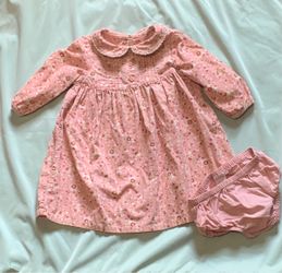 Gymboree Coral Corduroy Floral Dress & Bloomer Set