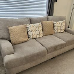 Neutral Fabric Sofa - Living Spaces - Removable Covers - 94” Wide - Great Condition