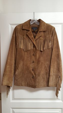 REDUCED!-Like New Ladies Brown Leather/Suede Jacket/Coat-(Size Medium)