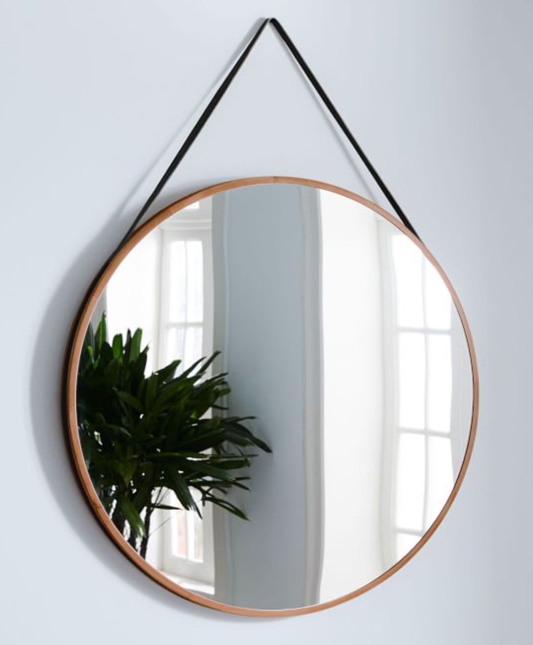 West Elm Modern Leather Round Hanging Mirror