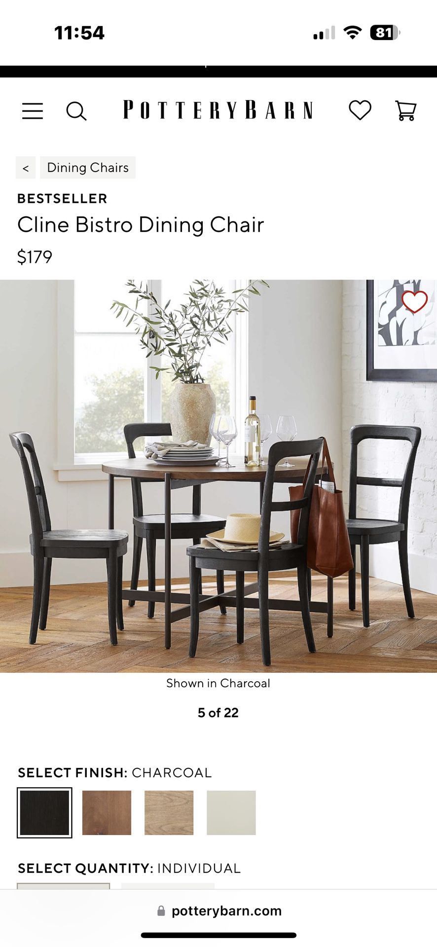 4 Pottery Barn Dining chairs & Table 