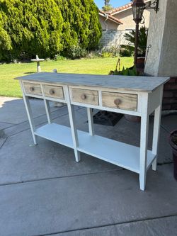 This is an awesome repurpose console/sofa/entry table. 59 x 34 x 15.