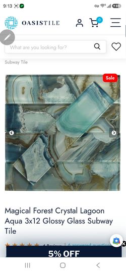 Beautiful Magical Forest Crystal Lagoon Aqua 3x12 Glossy Glass Subway Tile
