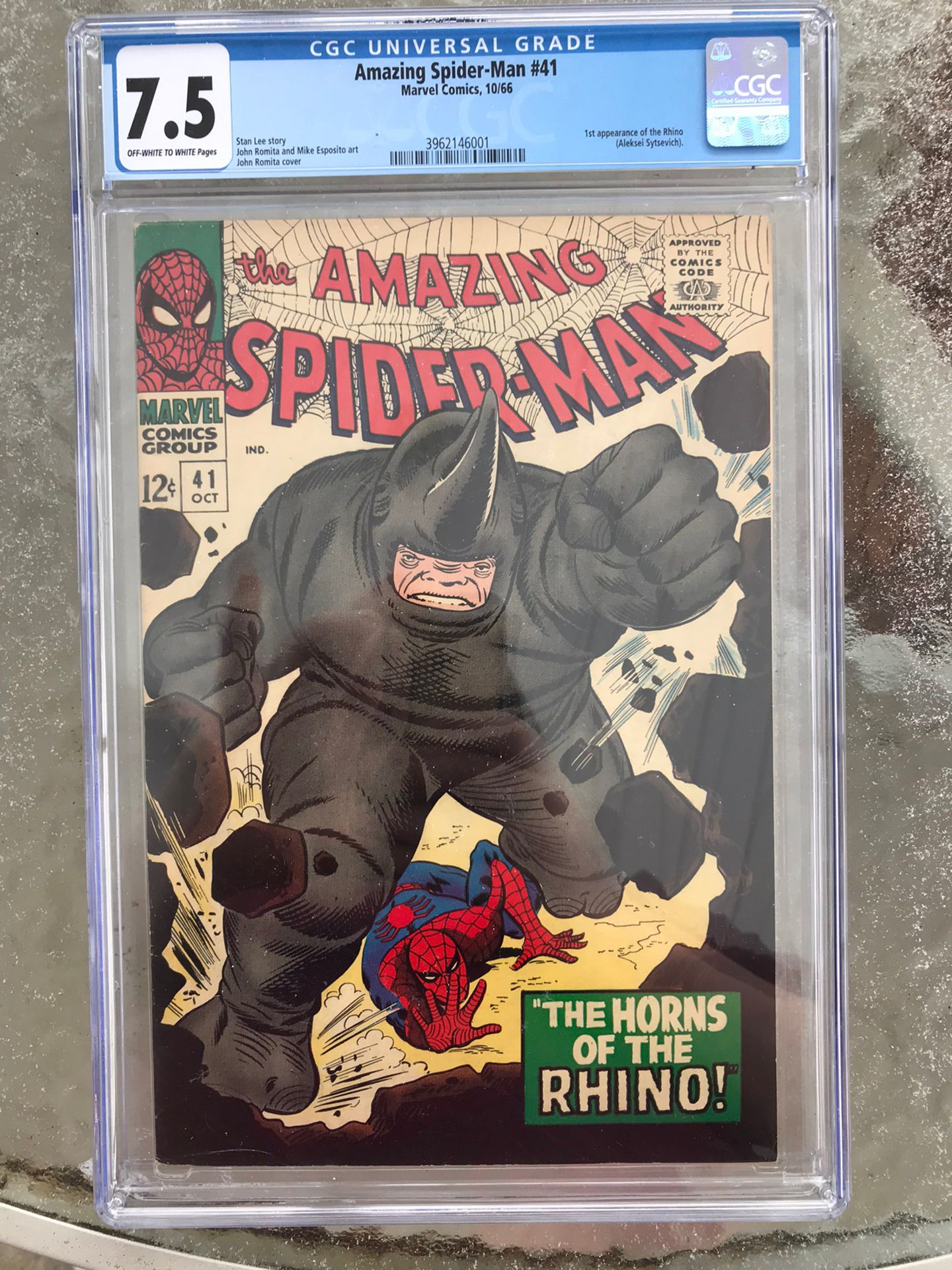 Amazing Spider-Man #41 (1966) CGC 7.5 — O/w to White Pgs; 1st Rhino Appearance