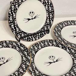 DISNEY THE NIGHTMARE BEFORE CHRISTMAS HALLOWEEN DINNER PLATES (4) JACK GOLD