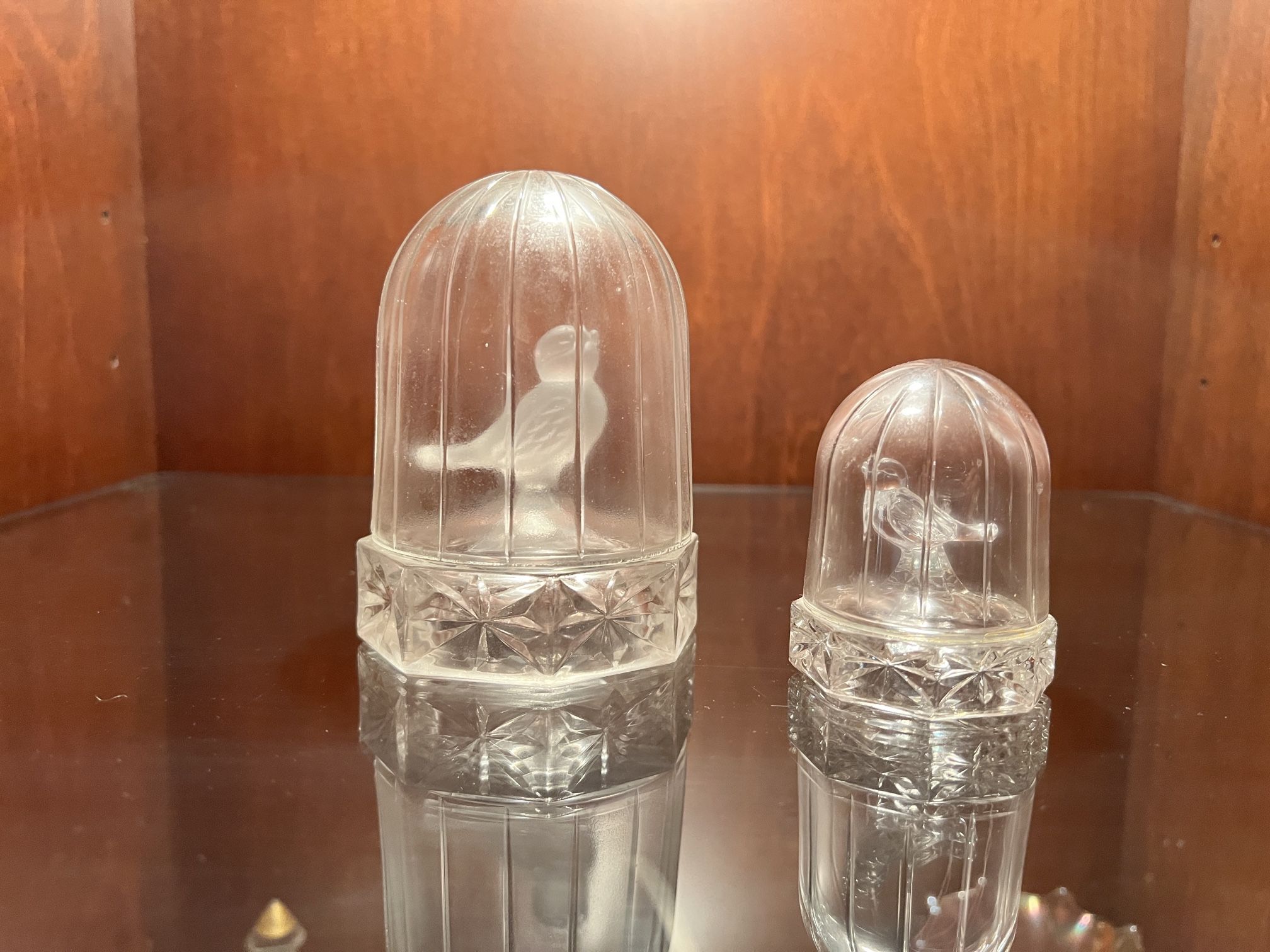 Antique Sweet Little Glass Birds in birdcages