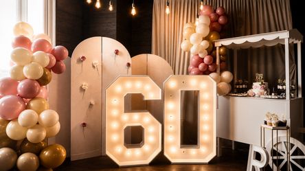 Backdrop and balloons