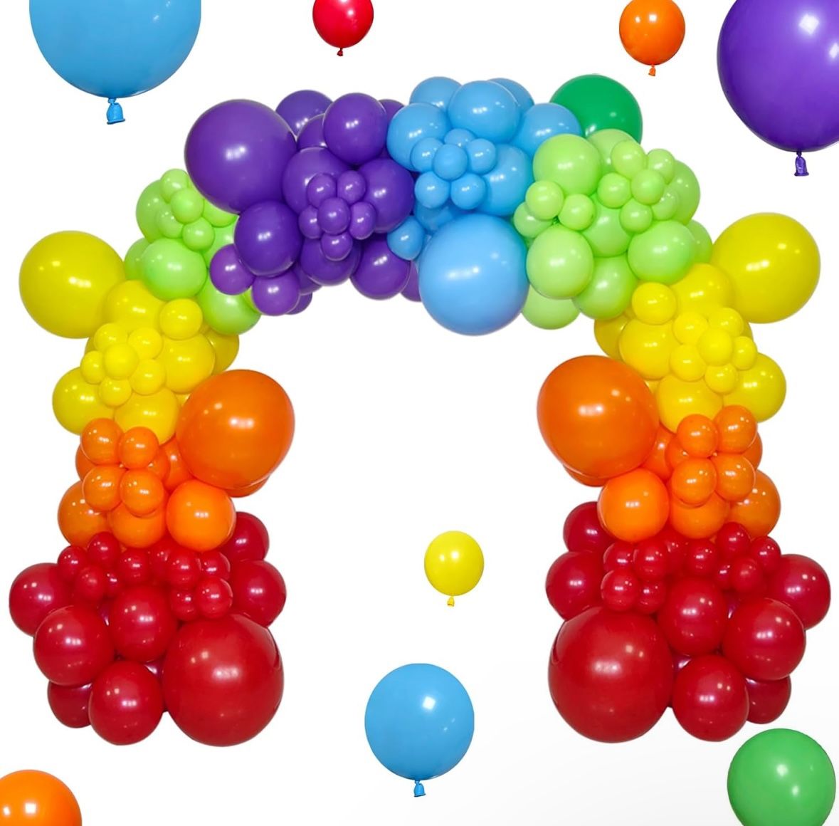 Rainbow Balloon, Rainbow Foil Fringe Curtains, & Cake Topper Balloon