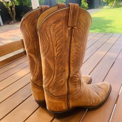 TONY LAMA Cowboy BOOTS sz Mens 9 D Brown VINTAGE Leather WORK Dress SHOES Biker Rare