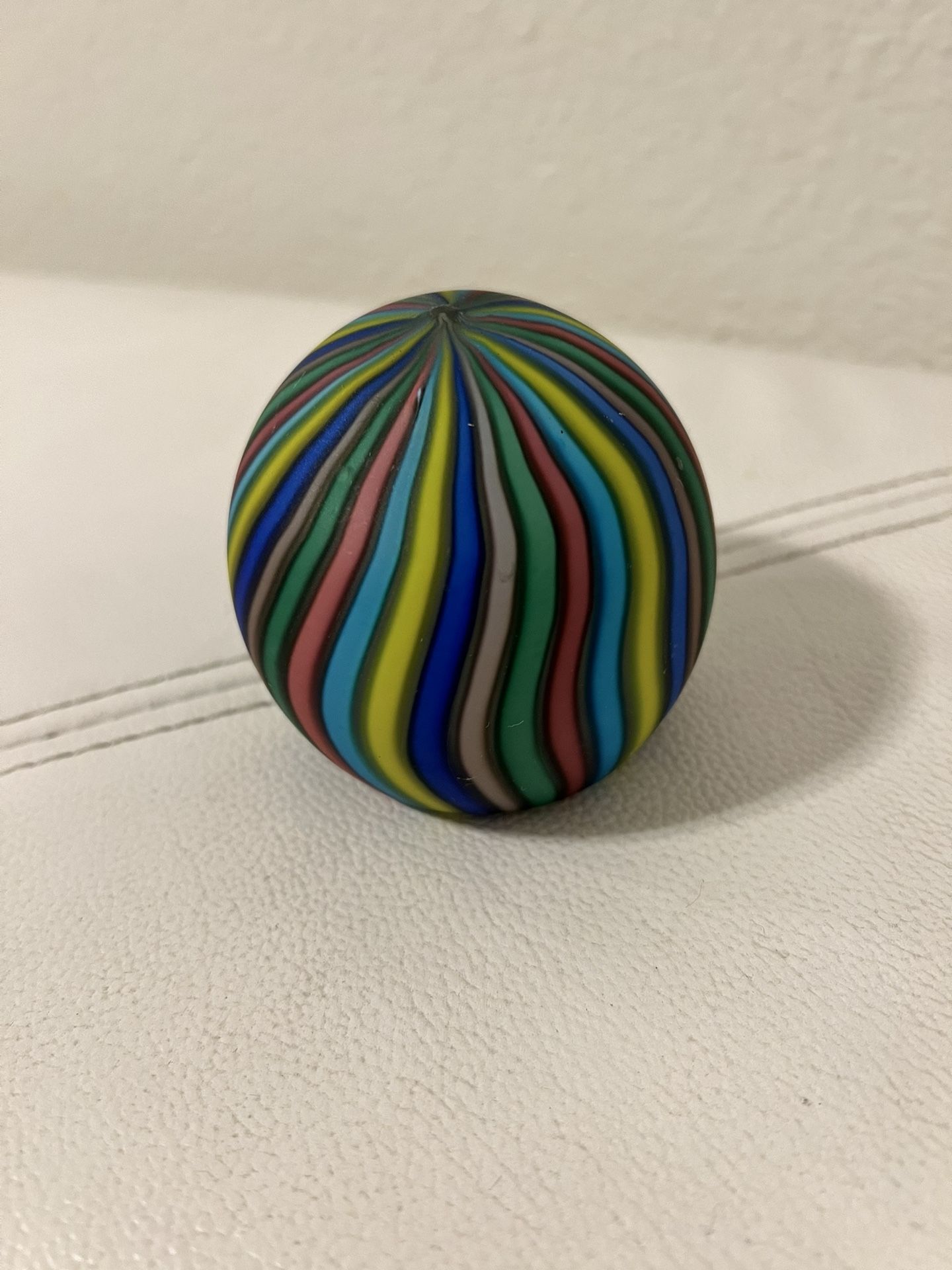 Vintage Fratelli Toso Murano Glass Candy Stripe Ribbon Paperweight Satin Finish