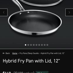 Hex clad Hybrid Fry Pan with Lid, 12"