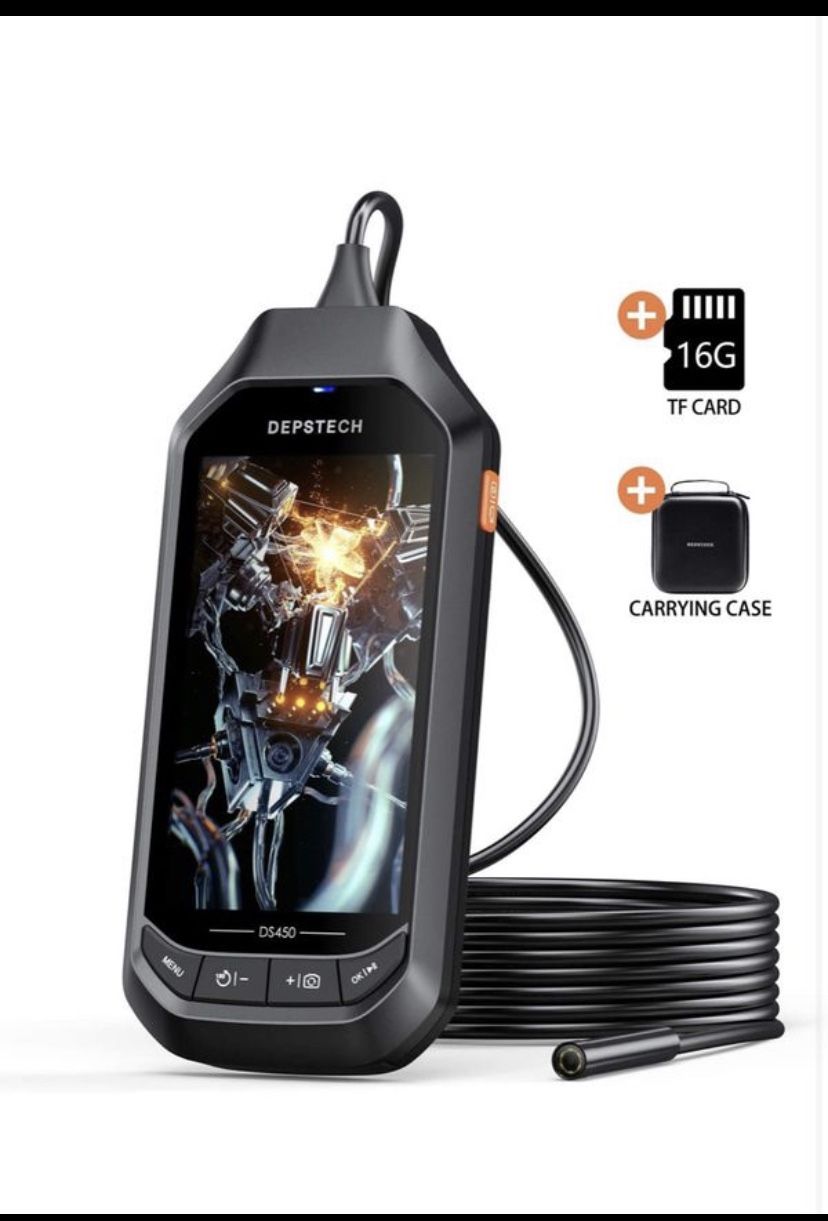 5.0MP Borescope with 4.5in IPS Screen, 1944P HD Digital Endoscope