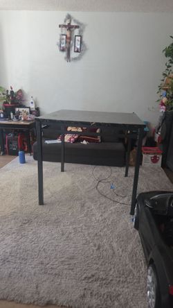 Black Rectangular Table with Metal Legs
