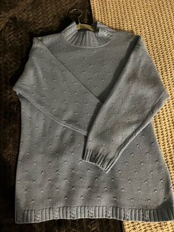 Partners Mervyns Light Blue Knit Sweater with Textured Pattern
