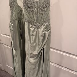 sage green prom dress