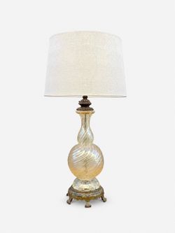 Vintage Murano Swirl Style Amber Glass Table Lamp, c.1960’s - Delivery Available