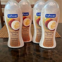 (4) Softsoap Exfoliating Scrub Coconut Butter Scent 20oz