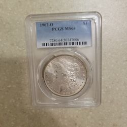 1902 O Morgan Silver Dollar.  Graded 