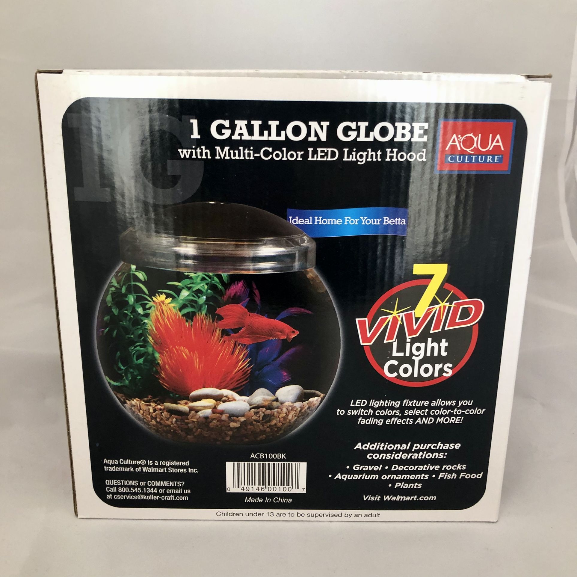 Aqua Culture 1-Gallon Globe Fish Bowl with LED Light