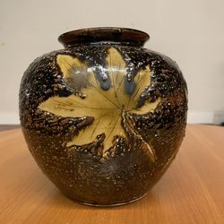 Japanese Textured Ceramic Maple Leaf Vase - Many More Items In Stock!