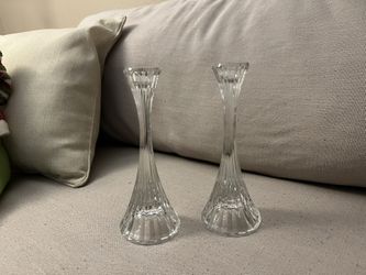 Vintage Crystal Candlestick Holder Set Of Two