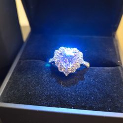 Size 9 New Sterling Silver Blushing Heart Ring 