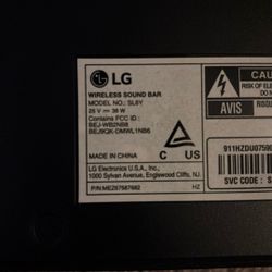 LG Soundbar With Subwoofer And Remote