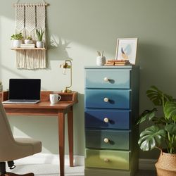 Coastal Ombré 5-Drawer Chest – Hand-Painted