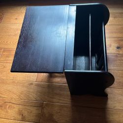 Espresso Wood Magazine Rack & End Tanks W/ Drop Leaf! 
