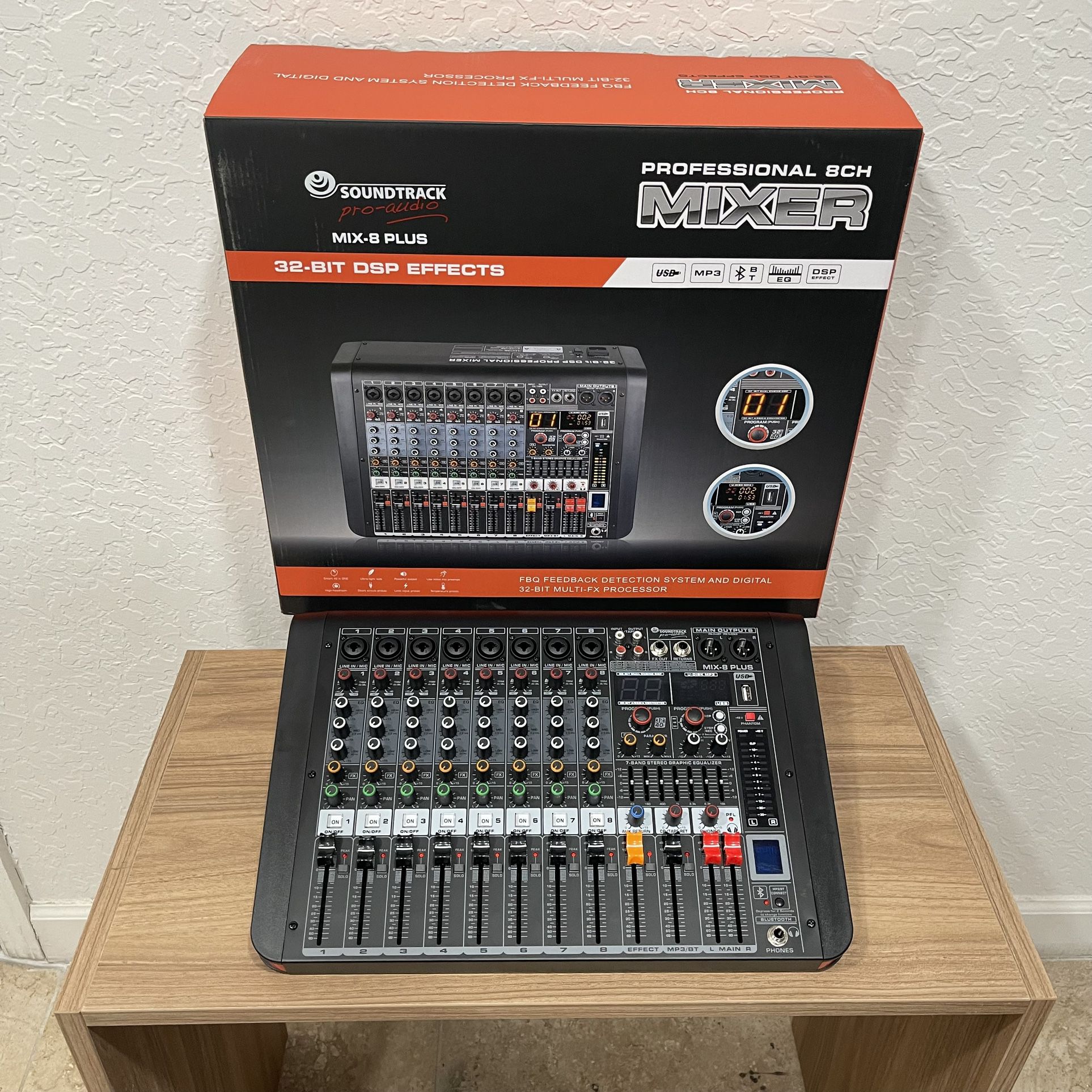 8 Channel Passive Mixer With Bluetooth And 32 Sound Effects. Brand New!! 