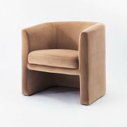 VE- Vernon Upholstered Barrel Accent Chair Light Brown Velvet - Threshold