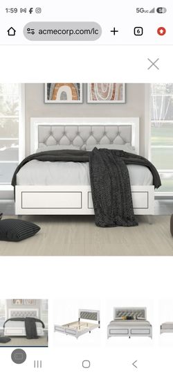Brand New White & Grey Queen Bed Frame (Available in Eastern King)