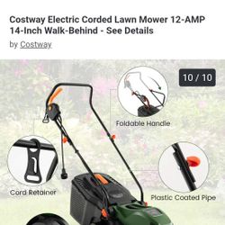 Costway Electric Corded Lawn Mower 12-AMP 14-Inch Walk-Behind