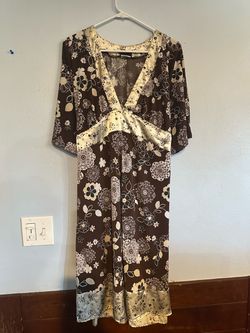 Brown Floral Print Midi Dress 2x xxl