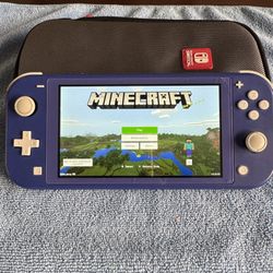 Nintendo Switch Lite - Blue with case and Minecraft