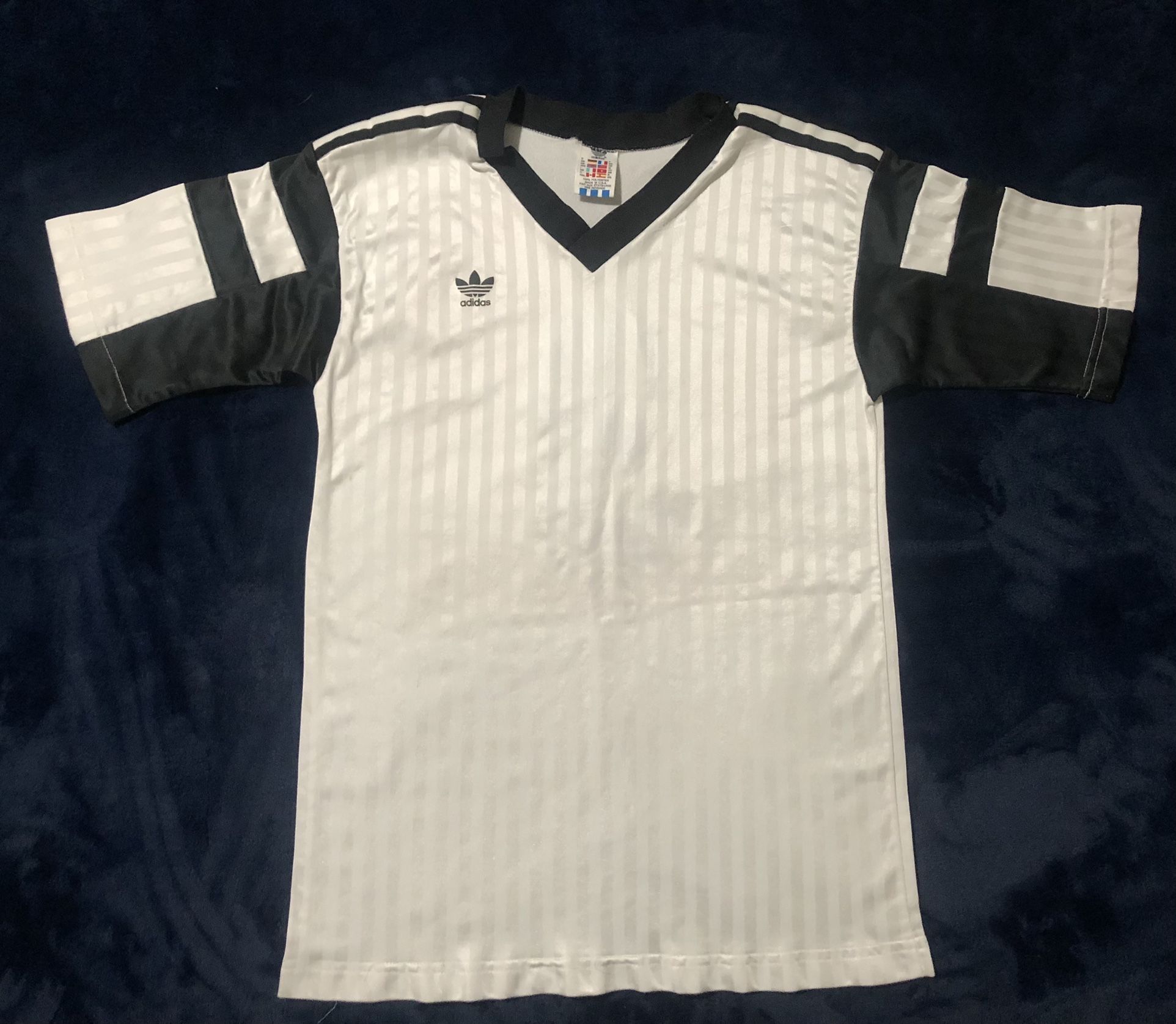 Vintage 90s Shiny Black/White #3 Adidas Trefoil Jersey Made In USA 