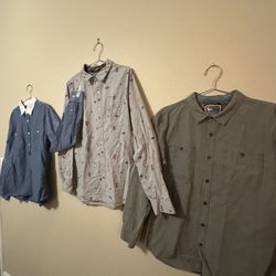Lot of 3 Three Mens Large L Long Sleeve Button Up Summer Shirts Jachs NY New York And Modern Amusement
