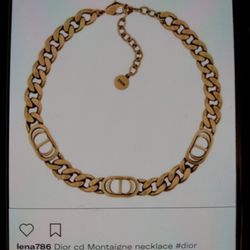 Dior Cd Choker Necklace Gold Vintage 