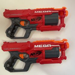NERF Gun Lot - MEGA CYCLONESHOCK Foam Dart Blasters - 2 Toy Guns