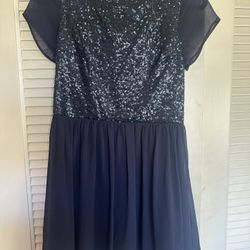 Lipsy London Navy Blue Sequined Top Party Dress Size 8 - $15