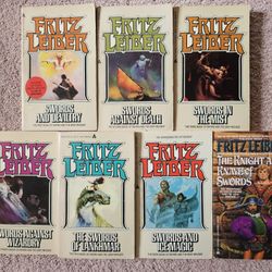 All 7 Fritz Lieber paperbacks featuring Fafhrd and the Grey Mouser 
