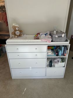 White Baby Changing Table Dresser Combo