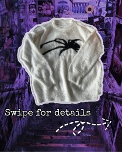 Soft White Sweater with Black Spider