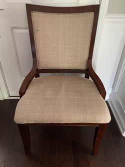 Large Wide Accent Wood Fabric Dining Chair