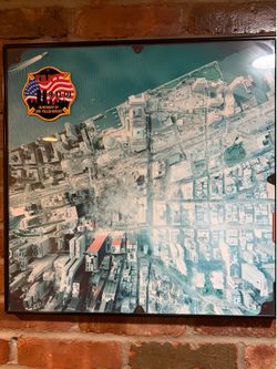 9/11 aftermath overhead  photo 20 inch by 20 inch