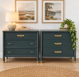 XL Vintage MCM Teal Nightstand Set